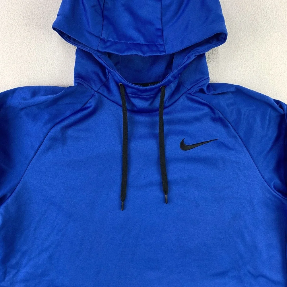 Nike Therma-Fit Hoodie Mens Large Blue Performance Pullover Sweatshirt